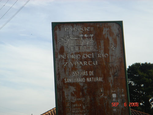 Parque Pedro del Rio Zadartu sign