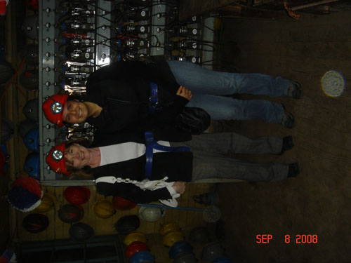 vicki and iracy going down in the mine